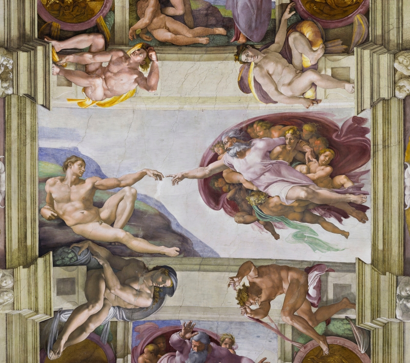 Creation of Adam Fresco by artist Michelangelo Buonarotti
